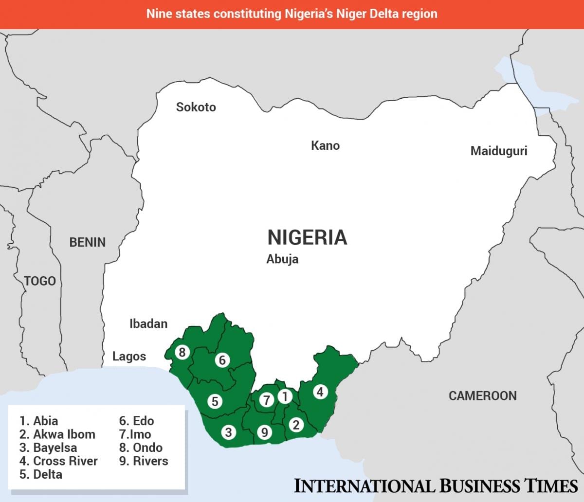 வரைபடம் நைஜர் டெல்டா வரைபடம் உள்ள நைஜீரியா